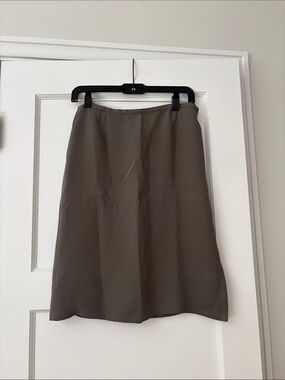 Eileen Fisher silk midi skirt, gray, small to medium